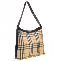 Pre Owned Burberry Beige/Black Nova Check Coated Canvas Shoulder Bag