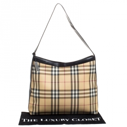 Pre Owned Burberry Beige/Black Nova Check Coated Canvas Shoulder Bag