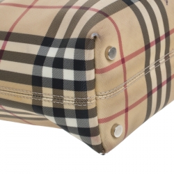 Pre Owned Burberry Beige/Black House Check Coated Canvas Tote
