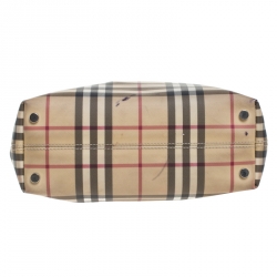 Pre Owned Burberry Beige/Black House Check Coated Canvas Tote