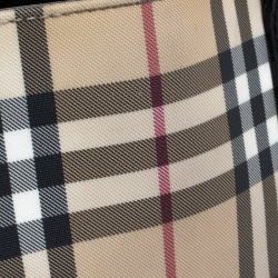 Pre Owned Burberry Beige/Black House Check Coated Canvas Tote