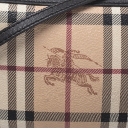 Pre Owned Burberry Beige/Brown Haymarket Check Coated Canvas Peyton Crossbody Bag