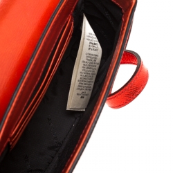 Pre Owned Burberry Metallic Red Grained Leather Small Grace Crossbody Bag