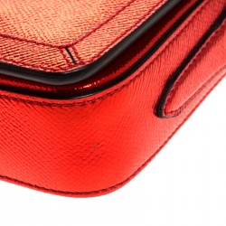Pre Owned Burberry Metallic Red Grained Leather Small Grace Crossbody Bag