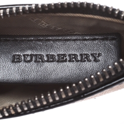 Pre Owned Burberry Beige/Black Nova Check Canvas and Patent Leather Zip Card Case