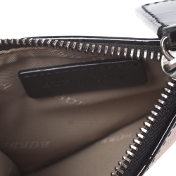 Pre Owned Burberry Beige/Black Nova Check Canvas and Patent Leather Zip Card Case