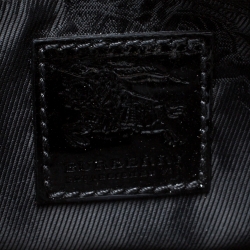 Pre Owned حقيبة كلاتش بربري حمالة معصم ترصيعات Hyde  جلد لامعة سوداء