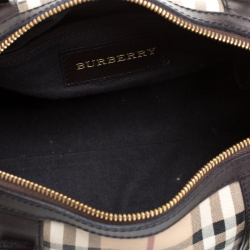 Pre Owned Burberry Brown/Beige Haymarket Check Coated Canvas Boston Bag