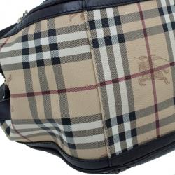 مملوكة مسبقًا Burberry Black Coated Canvas Haymarket Tassel Check Satchel