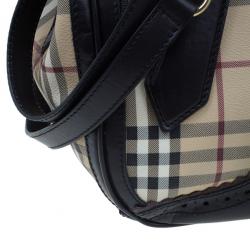 مملوكة مسبقًا Burberry Black Coated Canvas Haymarket Tassel Check Satchel
