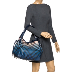 مملوكة مسبقًا Burberry Blue Ombre Supernova Check PVC Bilmore Tote