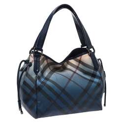 مملوكة مسبقًا Burberry Blue Ombre Supernova Check PVC Bilmore Tote