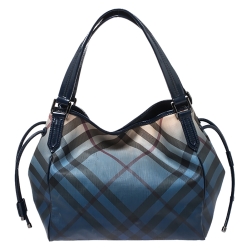 مملوكة مسبقًا Burberry Blue Ombre Supernova Check PVC Bilmore Tote