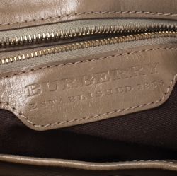 Pre Owned Burberry Beige Leather and Canvas Prorsum Mason Warrior Hobo