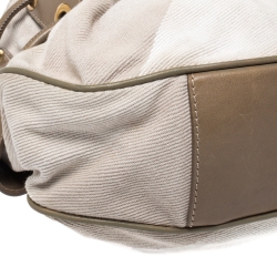 Pre Owned Burberry Beige Leather and Canvas Prorsum Mason Warrior Hobo