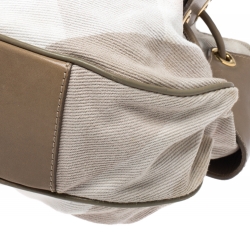 Pre Owned Burberry Beige Leather and Canvas Prorsum Mason Warrior Hobo