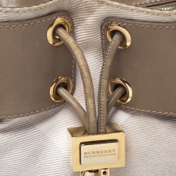 Pre Owned Burberry Beige Leather and Canvas Prorsum Mason Warrior Hobo