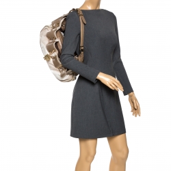 Pre Owned Burberry Beige Leather and Canvas Prorsum Mason Warrior Hobo