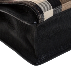 Pre Owned Burberry Black House Check Canvas and Leather Macken Crossbody Bag