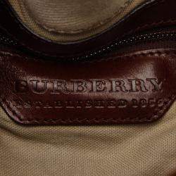 Pre Owned Burberry White/Brown Supernova Check Canvas Hobo Bag