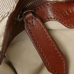 Pre Owned Burberry White/Brown Supernova Check Canvas Hobo Bag