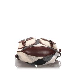 Pre Owned Burberry White/Brown Supernova Check Canvas Hobo Bag