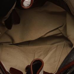 Pre Owned Burberry White/Brown Supernova Check Canvas Hobo Bag