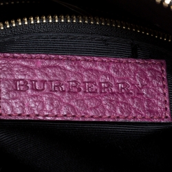 Pre Owned Burberry Plum Leather Dome Satchel