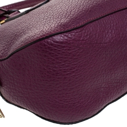 Pre Owned Burberry Plum Leather Dome Satchel