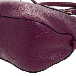 Pre Owned Burberry Plum Leather Dome Satchel