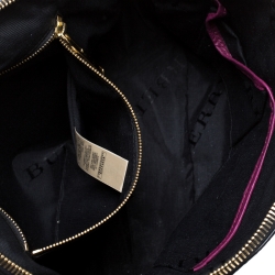 Pre Owned Burberry Plum Leather Dome Satchel