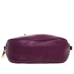 Pre Owned Burberry Plum Leather Dome Satchel