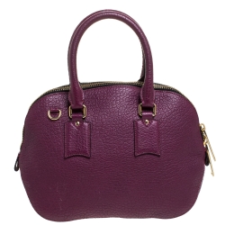 Pre Owned Burberry Plum Leather Dome Satchel