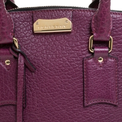 Pre Owned Burberry Plum Leather Dome Satchel