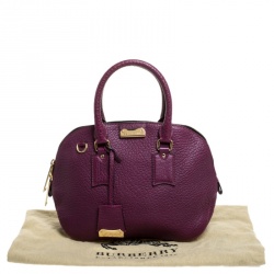 Pre Owned Burberry Plum Leather Dome Satchel