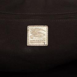 Pre Owned Burberry Metallic Gold Woven Top Handle Bag