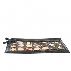 مملوكة مسبقًا Burberry Metallic/Beige Nova Check PVC and Leather Warrior Pouch