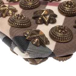 Pre Owned Burberry Beige Supernova Studded PVC and Leather Warrior Clutch