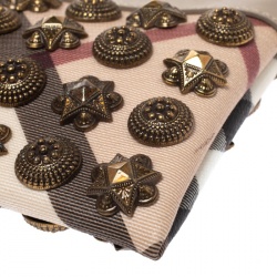Pre Owned Burberry Beige Supernova Studded PVC and Leather Warrior Clutch