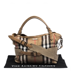 Pre Owned Burberry Beige Houe Check Canvas and Leather Aurelia Diaper Bag