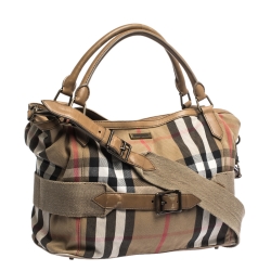 Pre Owned Burberry Beige Houe Check Canvas and Leather Aurelia Diaper Bag