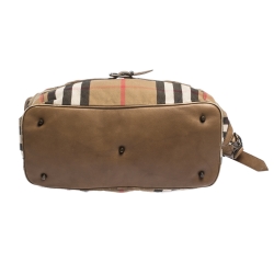Pre Owned Burberry Beige Houe Check Canvas and Leather Aurelia Diaper Bag