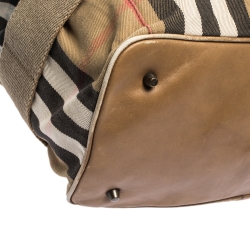 Pre Owned Burberry Beige Houe Check Canvas and Leather Aurelia Diaper Bag