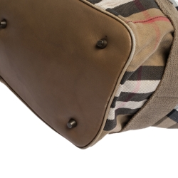 Pre Owned Burberry Beige Houe Check Canvas and Leather Aurelia Diaper Bag