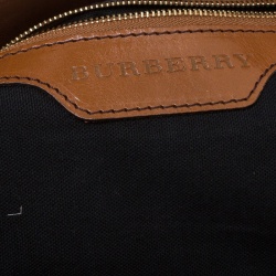 Pre Owned Burberry Brown House Check Canvas and Leather Medium Bridle Lynher Tote