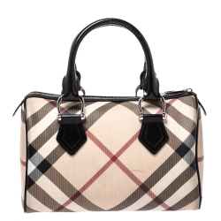 مملوكة مسبقًا حقيبة بربري بوسطن شيستر  PVC كاروهات نوفا حمراء