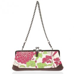 Pre Owned Burberry Floral Canvas Framed Evening Bag