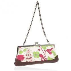 Pre Owned Burberry Floral Canvas Framed Evening Bag