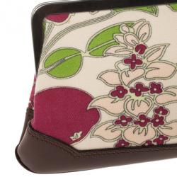 Pre Owned Burberry Floral Canvas Framed Evening Bag