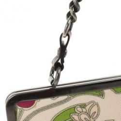 Pre Owned Burberry Floral Canvas Framed Evening Bag